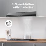 Comfee' Range Hood 30 inch, Under Cabinet Ducted/Ductless Convertible Slim Vent Hood, Durable Stainless Steel Kitchen Stove Hood, 3 Speed Exhaust Fan and 2 LED Lights Range Hood (Black)