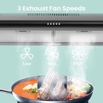 Comfee' Range Hood 30 inch, Under Cabinet Ducted/Ductless Convertible Slim Vent Hood, Durable Stainless Steel Kitchen Stove Hood, 3 Speed Exhaust Fan and 2 LED Lights Range Hood (Black)