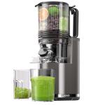 Floisdace J8 Cold Press Juicer, 6.5" Extra Wide Feed Chute Juicer Machines, 350W Slow Juicer Machines with High Juice Yield for Whole Vegetables & Fruits, BPA Free (Titanium Gray)