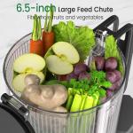 Floisdace J8 Cold Press Juicer, 6.5" Extra Wide Feed Chute Juicer Machines, 350W Slow Juicer Machines with High Juice Yield for Whole Vegetables & Fruits, BPA Free (Titanium Gray)