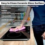 OMEO Portable Double Induction Cooktop 2 Burner Electric Cooktop, Touch Control 110V Induction Cooker with Safety Lock, Pause, Auto Shutoff Timer Setting, 9 Heating Level and Overheating Protection