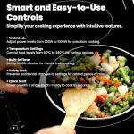 OMEO Portable Double Induction Cooktop 2 Burner Electric Cooktop, Touch Control 110V Induction Cooker with Safety Lock, Pause, Auto Shutoff Timer Setting, 9 Heating Level and Overheating Protection