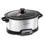 Hamilton Beach 7 Quart Programmable Slow Cooker With Flexible Easy Programming, 5 Cooking Times, Dishwasher-Safe Crock & Lid, Silver (33473)