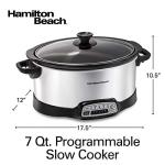 Hamilton Beach 7 Quart Programmable Slow Cooker With Flexible Easy Programming, 5 Cooking Times, Dishwasher-Safe Crock & Lid, Silver (33473)