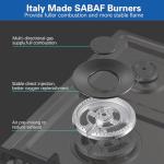 Amzgachfktch Gas Cooktop 36 inch with 5 Italy Sabaf Sealed Burners, Max 48,300 BTU Built-in Gas Stove Top, Propane Cooktop with 304 Stainless Steel Panel, NG/LPG Convertible, CSA Certified