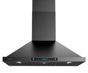 IKTCH 36 inch Black Wall Mount Range Hood, 900 CFM Ducted/Ductless Stainless Steel Vent Hood with Gesture Sensing & Touch Control Switch Panel, 2 Pcs Adjustable Lights(IKP02-36-BSS)