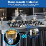 Amzgachfktch Gas Cooktop 36 inch with 5 Italy Sabaf Sealed Burners, Max 48,300 BTU Built-in Gas Stove Top, Propane Cooktop with 304 Stainless Steel Panel, NG/LPG Convertible, CSA Certified