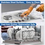 Amzgachfktch Gas Cooktop 36 inch with 5 Italy Sabaf Sealed Burners, Max 48,300 BTU Built-in Gas Stove Top, Propane Cooktop with 304 Stainless Steel Panel, NG/LPG Convertible, CSA Certified