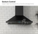 IKTCH 36 inch Black Wall Mount Range Hood, 900 CFM Ducted/Ductless Stainless Steel Vent Hood with Gesture Sensing & Touch Control Switch Panel, 2 Pcs Adjustable Lights(IKP02-36-BSS)