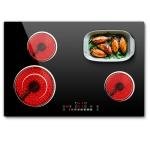 Nefaracy 30 Inch Electric Cooktop 6600W, 4 Burner Electric Stove with Slide Control, Built-in 30'' Ceramic Cooktop 220V Hard Wire, Timer & Safety Lock, Extended Zone, Residual Heat Warning