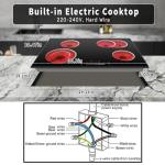 Nefaracy 30 Inch Electric Cooktop 6600W, 4 Burner Electric Stove with Slide Control, Built-in 30'' Ceramic Cooktop 220V Hard Wire, Timer & Safety Lock, Extended Zone, Residual Heat Warning