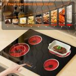 Nefaracy 30 Inch Electric Cooktop 6600W, 4 Burner Electric Stove with Slide Control, Built-in 30'' Ceramic Cooktop 220V Hard Wire, Timer & Safety Lock, Extended Zone, Residual Heat Warning