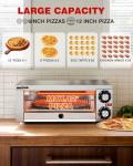 Wantjoin Pizza Oven Indoor - Electric Pizza Ovens Countertop Stainless Steel Commercial Pizza Maker Fits 12" Pizzas, With Timer Crumb Tray, 1100W, For Home, Bars, Food Trucks
