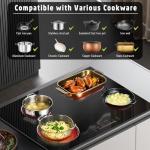 Nefaracy 30 Inch Electric Cooktop 6600W, 4 Burner Electric Stove with Slide Control, Built-in 30'' Ceramic Cooktop 220V Hard Wire, Timer & Safety Lock, Extended Zone, Residual Heat Warning