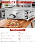 Wantjoin Pizza Oven Indoor - Electric Pizza Ovens Countertop Stainless Steel Commercial Pizza Maker Fits 12" Pizzas, With Timer Crumb Tray, 1100W, For Home, Bars, Food Trucks