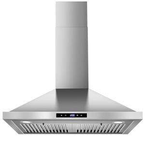Tieasy Wall Mount Range Hood 30 inch Kitchen Hood 700 CFM with Ducted/Ductless Convertible Duct, Touch Control, Permanent Filters, Stainless Steel, 3 Speed Exhaust Fan, LED Light