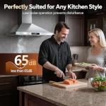 Tieasy Wall Mount Range Hood 30 inch Kitchen Hood 700 CFM with Ducted/Ductless Convertible Duct, Touch Control, Permanent Filters, Stainless Steel, 3 Speed Exhaust Fan, LED Light