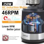 Cold Press Juicer, VITAPLUS Masticating Juicer,2025 New Version AC Induction Motor 46 RPM Slow Juicing Extractor Machine of Maximum Yield with 5.8" Feeding Chute for Whole Vegetables and Fruits