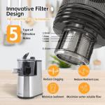 Cold Press Juicer, VITAPLUS Masticating Juicer,2025 New Version AC Induction Motor 46 RPM Slow Juicing Extractor Machine of Maximum Yield with 5.8" Feeding Chute for Whole Vegetables and Fruits