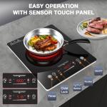 VBGK Single Burner Electric Cooktop,110V 1800W Electric Stove Top with LED Touch Control,Single electric burner 9 Power Levels, 4 hTimer, Safety Lock,Overheat protection