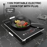 VBGK Single Burner Electric Cooktop,110V 1800W Electric Stove Top with LED Touch Control,Single electric burner 9 Power Levels, 4 hTimer, Safety Lock,Overheat protection
