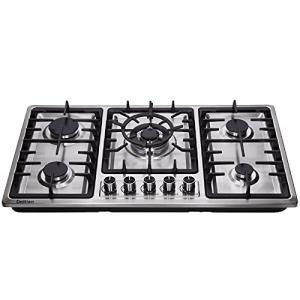 34 Inch Gas Cooktop DT5809 Built-in Stainless Steel 5 Burners Gas Stovetop LPG/NG Convertible Dual Fuel Gas Hob