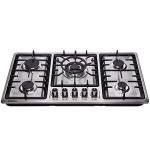 34 Inch Gas Cooktop DT5809 Built-in Stainless Steel 5 Burners Gas Stovetop LPG/NG Convertible Dual Fuel Gas Hob