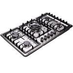 34 Inch Gas Cooktop DT5809 Built-in Stainless Steel 5 Burners Gas Stovetop LPG/NG Convertible Dual Fuel Gas Hob