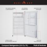 Magic Chef Mini Fridge with Freezer, 3.5 Cu Ft Compact Dorm Refrigerator - Personal Beverage Cooler for Office, Classroom, Bedroom, & Garage