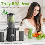 Cold Press Juicer, Slow Masticating Juicer Machines for Whole Vegetable and Fruit, 4.3" Feed Chute, BPA Free, Quiet Easy Clean Juicer to Unlock Fresh & Nutritious Juices(Black)