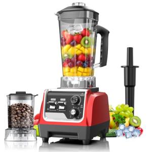 H-Duka 1800W Smoothie Blender and Grinder Combo 70OZ Large Capacity Countertop Blenders for Kitchen High Speed Blender for Smoothies Ice Crushing Frozen Drinks Puree (Dark Red)