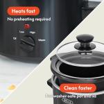 bella Electric Slow Cooker 1.5 Qt, Dishwasher Safe Removable Stoneware Pot and Glass Lid, Adjustable Temperature & Cool Touch Handles, Portable Mini Rice Cooker, Baby Food Steamer & Soup Warmer, Black