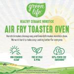 GreenLife Countertop Toaster Oven Air Fryer Stainless Steel, Healthy Ceramic Nonstick, PFAS Free, Tray & Basket, Bake, Broil, Reheat, Adjustable Temp & Time Control, Auto Shutoff, Pink