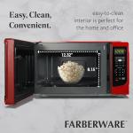 Farberware 0.7 Cu. Ft. Countertop Microwave Oven – 700 Watts Power, Auto Cook Settings, Defrost, Easy Clean and Child Safety Lock - Red
