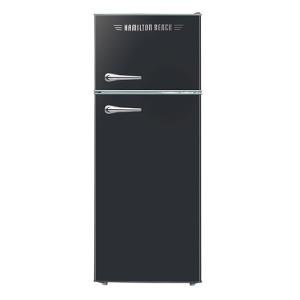 HAMILTON BEACH HBFR786BLACK6COM RCA RFR786-BLACK 2 Door Apartment Size Refrigerator with Freezer, 7.5 cu. ft, Retro Black