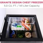 Frigidaire Chest Deep Freezer, 5 Cu. Ft. Capacity, Granita Rugged Design-Adjustable Thermostat-Removable Vinyl Coated Wire Basket-Easy Defrost Drain