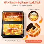 Beelicious 5.8QT Large Air Fryer, 12-in-1 Digital Airfryer with Clear Window, 40+ Recipes, Flavor-Lock Tech, Shake Reminder, Compact, Quiet, Dishwasher Safe, Nonstick. Black