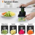 12 Blade All-in-1 Vegetable Chopper Mandoline Slicer with Container, Spiralizer with Contianers, Food Chopper, Onion Chopper, Veggie Cutter for Salad, Kitchen Gadgets Accessories Essentials, White