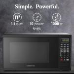 Farberware 1.1 Cu. Ft. Countertop Microwave Oven – 1000 Watts Power, Auto Cook Settings, Defrost, Easy Clean and Child Safety Lock-Black