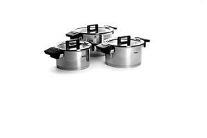 Woll Concept 6-Piece Induction Saucepan Set, Suitable for All Types of Cookers, Stainless Steel, Oven-Safe up to 200°, Silver