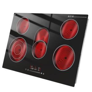 JollyOne Electric Cooktop 30 Inch 8600W, 5 Burner Bulit-in Electric Stove Top Burner Ceramic Cook Top, Touch Control Stove Top with Child Lock, Timer, Multi-Ring Control, 220-240V Hard Wire