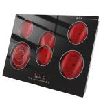 JollyOne Electric Cooktop 30 Inch 8600W, 5 Burner Bulit-in Electric Stove Top Burner Ceramic Cook Top, Touch Control Stove Top with Child Lock, Timer, Multi-Ring Control, 220-240V Hard Wire