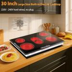 JollyOne Electric Cooktop 30 Inch 8600W, 5 Burner Bulit-in Electric Stove Top Burner Ceramic Cook Top, Touch Control Stove Top with Child Lock, Timer, Multi-Ring Control, 220-240V Hard Wire