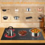 JollyOne Electric Cooktop 30 Inch 8600W, 5 Burner Bulit-in Electric Stove Top Burner Ceramic Cook Top, Touch Control Stove Top with Child Lock, Timer, Multi-Ring Control, 220-240V Hard Wire