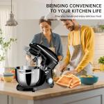 Seedeem 6.5QT Stand Mixer, 660W Tilt-Head Kitchen Electric Mixer with 6 Speeds, Dough Hook, Beater & Whisk, Dishwasher Safe Attachments, Black