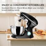 Seedeem 6.5QT Stand Mixer, 660W Tilt-Head Kitchen Electric Mixer with 6 Speeds, Dough Hook, Beater & Whisk, Dishwasher Safe Attachments, Black