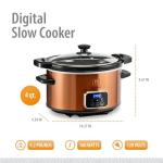 Toastmaster 4-Quart Digital Slow Cooker with Locking Lid - Food Warmer for Dip, Soups, Parties, Meal Preparation & More - Copper
