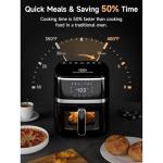 Kitchen Elite Digital Air Fryer Oven, Compact Cooker with Window, 7 Presets, Nonstick Basket for Fast Cooking, Easy Cleanup, 5.28 Quart, Black