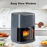 OLIXIS Air Fryer 6 Quart with Window Square Air Fryer 12-in-1 Air Fry, Roast, Reheat, Dehydrate, Bake, Steam, Fries, Custard, Chicken, Wings, Sea Food, Vegetabels,400F Grey