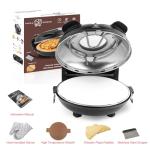 KLAIF 12" Electric Countertop Pizza Oven With Ceramic Stone, Dual Adjustable Temperature Control, Includes 4 Pizza Tools, LMC-Black